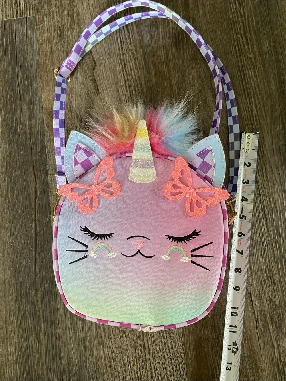 Kids Pink Purple Unicorn Cat Crossbody Bag – Cute Rainbow Design